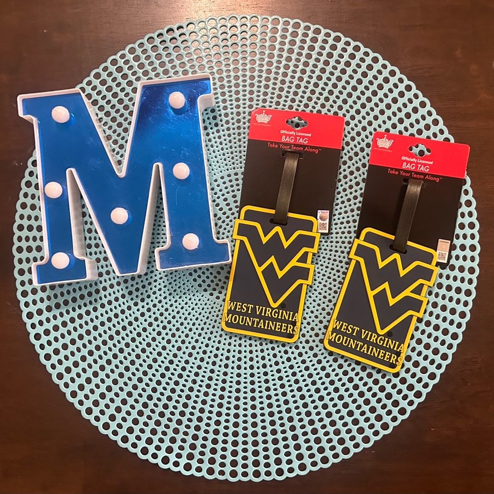 Set of two West Virginia Mountaineers Bag Tags, New with Tags
